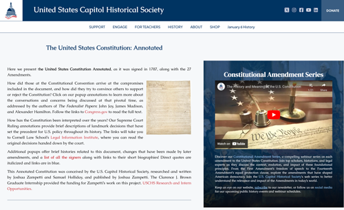 US Capitol Historical Society Website